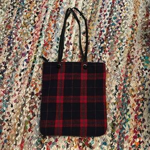 Red and Navy Plaid Flannel Bag 11 inches by 13 inches Never been used